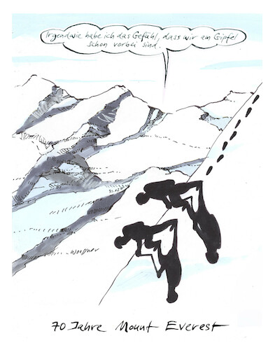 Cartoon: Siebzig Jahre Mount Everest (medium) by woessner tagged jahre,mount,everest,bergsteiger,edmund,hillary,tenzing,norgay,erstbesteigung,gipfelstürmer,reinhold,messner,jubiläum,rekord,trophäenjagd,rekordsucht,wettrennen,achttausender,bergwanderer,hochgebirge,jahre,mount,everest,bergsteiger,edmund,hillary,tenzing,norgay,erstbesteigung,gipfelstürmer,reinhold,messner,jubiläum,rekord,trophäenjagd,rekordsucht,wettrennen,achttausender,bergwanderer,hochgebirge