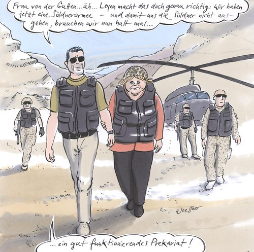 Cartoon: Soeldnerarmee (medium) by woessner tagged guttenberg,merkel,afghanistan,wehrpflicht,soldaten,söldner,hartz,prakriat,kanonenfutter,nachwuchs,guttenberg,angela merkel,afghanistan,wehrpflicht,soldaten,söldner,hartz,prakriat,kanonenfutter,nachwuchs,bundeswehr,angela,merkel