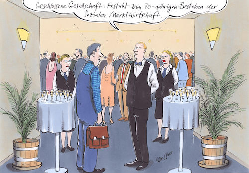 Cartoon: soziale Marktwirtschaft (medium) by woessner tagged woessner,karikaturen,cartoons,wirtschaft,wirtschaftsform,wirtschaftliches,system,kapitalismus,ausbeutung,klassengesellschaft,event,herrschende,klasse,gewerkschaftlich,klassenkampf,soziale,martwirtschaft,jubiläum,siebzig,jahre,geschlossene,gesellschaft,spaltung,arbeiter,angestellte,arbeitnehmer,gewerkschaft,ludwig,ehrhard,gesellschaftlich,woessner,karikaturen,cartoons,wirtschaft,wirtschaftsform,wirtschaftliches,system,kapitalismus,ausbeutung,klassengesellschaft,event,herrschende,klasse,gewerkschaftlich,klassenkampf,soziale,martwirtschaft,jubiläum,siebzig,jahre,geschlossene,gesellschaft,spaltung,arbeiter,angestellte,arbeitnehmer,gewerkschaft,ludwig,ehrhard,gesellschaftlich