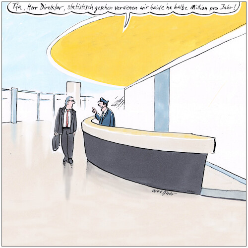 Cartoon: statistisch gesehen (medium) by woessner tagged cartoon,karikatur,woessner,betrieb,betrieblich,empfang,pförtner,chef,management,betriebsleitung,gewerkschaft,arbeitsplatz,gehalt,lohn,mindestlohn,dumpinglohn,dumpinglöhne,statistisch,gesehen,durchschnitt,einkommen,unterschied,gerechtigkeit,cartoon,karikatur,woessner,betrieb,betrieblich,empfang,pförtner,chef,management,betriebsleitung,gewerkschaft,arbeitsplatz,gehalt,lohn,mindestlohn,dumpinglohn,dumpinglöhne,statistisch,gesehen,durchschnitt,einkommen,unterschied,gerechtigkeit