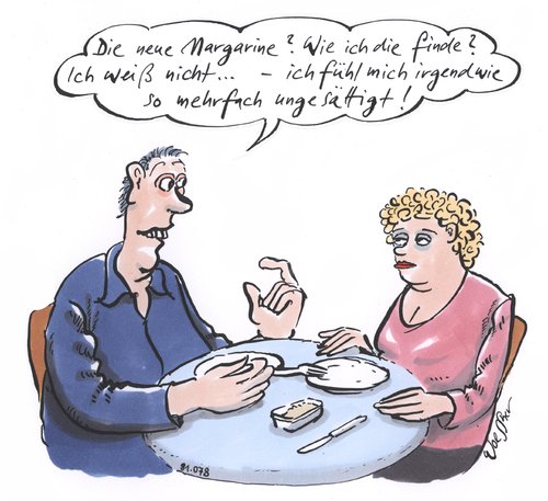 Cartoon: ungesättigt (medium) by woessner tagged diät,schlank,gesundheit,beziehung,fett,dick,konsum,geschmack,nahrung,essen,fettsäure,ungesättigte,margarine,neue,margarine,ungesättigte,fettsäure,essen,nahrung,konsum,dick,fett,gesundheit,schlank,diät,beziehung,liebe,ernährung,übergewicht