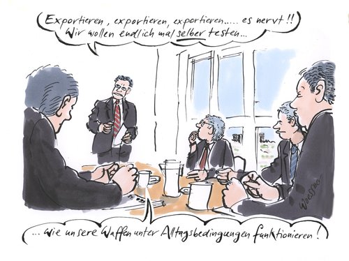 Cartoon: waffenexport (medium) by woessner tagged exportieren,waffenexport,waffenhersteller,rüstungsexport,verteidigungarmee,militärische,eingreiftruppe,militärisch,industrieller,komplex,wehrpflicht,angriffskrieg,exportieren,waffenexport,waffenhersteller,rüstungsexport,verteidigungarmee,militärische,eingreiftruppe,militärisch,industrieller,komplex,wehrpflicht,angriffskrieg