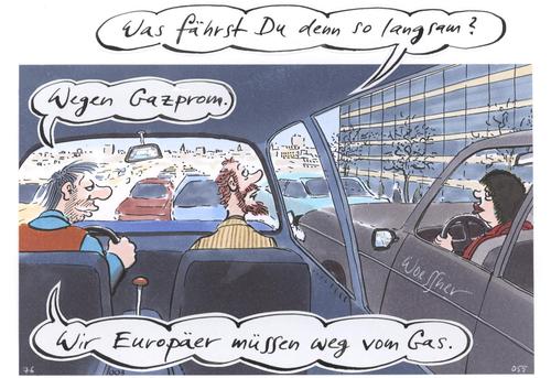 Cartoon: weg vom gas (medium) by woessner tagged putin,krim,ukraine,konsum,einsparung,europa,russland,gazprom,umwelt,verkehr,energie,gas,vom,weg