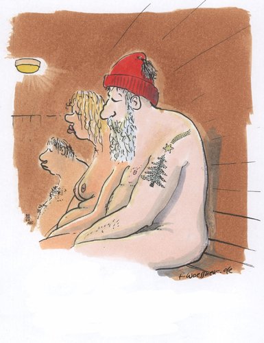 Weihnachtsmann Sauna Tätowierun Weihnachtsmann Sauna Tätowierun