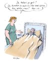 Cartoon: krankenschwester alltag (small) by woessner tagged krankenschwester,patient,vorteil,nachteil,beruf,job,berufsalltag,gefängnis,eingesperrt,gebunden,krankheit,krankenhaus,krankenbett