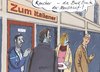 Cartoon: raucher bad bank (small) by woessner tagged raucher,bad,bank,gesundheit,medizin,ausgrenzung,finanzkrise,spott,hohn,verachtung