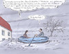 Cartoon: Schlauchboot (small) by woessner tagged woessner,karikaturen,cartoons,besuch,einladung,tasche,utensilien,hochwasser,absicherung,versicherung,eventualität,möglichkeit,zukunft,lebenserwartung,psychologie,wetter,wettervorhersage,schlauchboot,einpacken,vorsichtsmassnahme,überschwemmung,angst,hysterie,beziehung,frau,mann,geschlecht,typisch,gender,männlich,weiblich,ängstlich,mutig,leichtsinnig,übervorsichtig