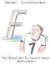 Cartoon: Zehnmeterbrett (small) by woessner tagged freimut,woessner,karikaturen,cartoons,sprache,fussballsprache,sport,ballsport,wörterbuch,metapher,versinnbildlichung,angst,des,tormanns,beim,elfmeter,zehnmeterbrett,kleines,fussballl,lexikon