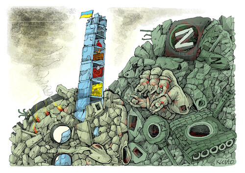 Cartoon: Indomitable (medium) by kusto tagged war,ukraine,russia,putin,war,ukraine,russia,putin