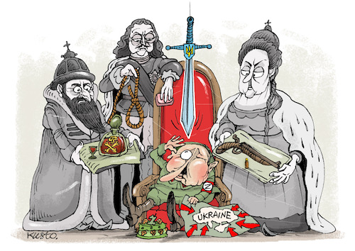 Cartoon: Sword of Damocles (medium) by kusto tagged war,russia,putin,war,russia,putin