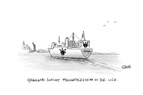 Cartoon: Psychatrieschiff (medium) by MosesCartoons tagged trump,grönland,lazarettschiff,psychatrie,krankheit,usa,maga,amerika,dänemark,mosescartoons,trump,grönland,lazarettschiff,psychatrie,krankheit,usa,maga,amerika,dänemark,mosescartoons