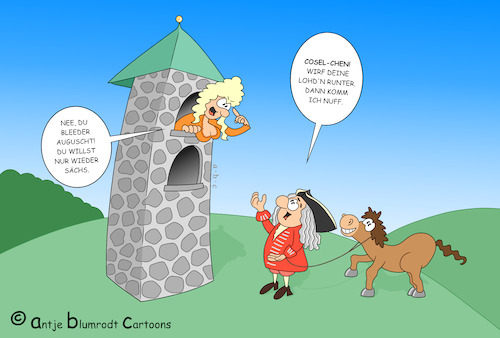 Cartoon: Cosel (medium) by a-b-c tagged august,burg,cosel,dresden,gefängnis,gräfin,haar,kerker,kurfürst,könig,märchen,mätresse,prinz,rapunzel,sachsen,stolpen,sächsisch,turm,ungnade,wettin,zopf,august,burg,cosel,dresden,gefängnis,gräfin,haar,kerker,kurfürst,könig,märchen,mätresse,prinz,rapunzel,sachsen,sex,stolpen,sächsisch,turm,ungnade,wettin,zopf
