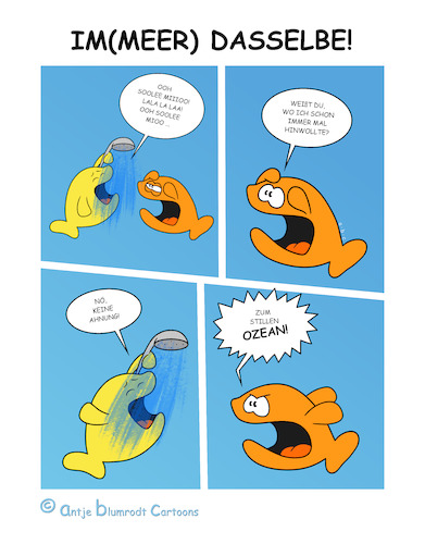 Cartoon: Einseiter-Comic (medium) by a-b-c tagged comic,dusche,einseitercomic,fisch,freundschaft,lärm,meer,ozean,ruhestörung,singen,comic,dusche,einseitercomic,fisch,freundschaft,lärm,meer,ozean,ruhestörung,singen