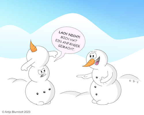 Cartoon: Fehlerhaft (medium) by a-b-c tagged schnee,winter,baumängel,kugel,eis,schneemann,kalt,anfänger,kinder,freude,weihnachten,schneeflocke,lachen,auslachen,verkehrt,fehlerhaft,schnee,winter,baumängel,kugel,eis,schneemann,kalt,anfänger,kinder,freude,weihnachten,schneeflocke,lachen,auslachen,verkehrt,fehlerhaft