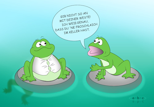 Cartoon: Froschlaich (medium) by a-b-c tagged abc,frosch,froschlaich,sprichwörter,weiße,weste,leiche,keller,redensart,geheimnis,vergangenheit,tat,vorwurf,schuld,unschuld,gewissen,wortwitz,abc,frosch,froschlaich,sprichwörter,weiße,weste,leiche,keller,redensart,geheimnis,vergangenheit,tat,vorwurf,schuld,unschuld,gewissen,wortwitz