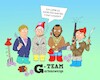 Cartoon: G-Team (small) by a-b-c tagged zwerg,garten,gartenzwerg,natur,ateam,team,teamarbeit,gartendienst,ordnung,aufräumen,abc,serie,fernsehen