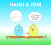 Cartoon: Hansi und Jogi - das Runde (small) by a-b-c tagged abc,vögel,wellensittich,vogel,ei,nest,fußball,sprüche,trainer,taktik,mittelfeld,spieltaktik,em,wm,liga,bundesliga,uefa,dfb