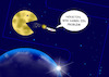 Cartoon: Houston - wir haben ein Problem (small) by a-b-c tagged abc,mond,stern,erde,weltall,planet,sonne,raumschiff,raumkapsel,rakete,nasa,flugwissenschaft,usa,pacman,computerspiel,arcade,xbox,playstation,nintendo