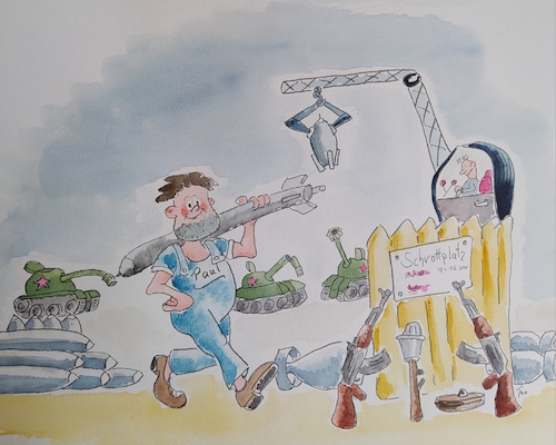 Cartoon: Schrottplatz (medium) by Bubi007 tagged waffen