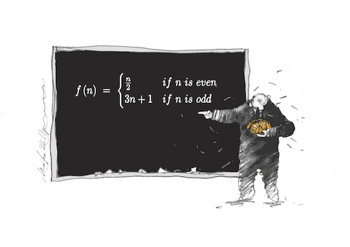 Cartoon: The brain must work (medium) by Igor Pashchenko tagged math2022,equation,collatz,hypothesis,blackboard,brain,formula,work,indignation,order,technology