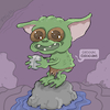 Cartoon: Grogu ft. Gollum (small) by Fifu tagged gollum,lotr,mandalorian,star,wars,comic,cartoon