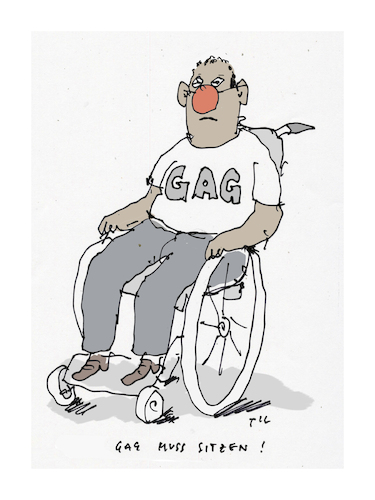 Cartoon: Gag muss sitzen! (medium) by Til Mette tagged sitzen,humor,rollstuhl,behindert