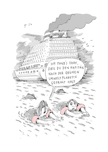 Cartoon: Kreuzfahrt (medium) by Til Mette tagged umwelt,reisen,urlaub,touristik,kreuzfahrt