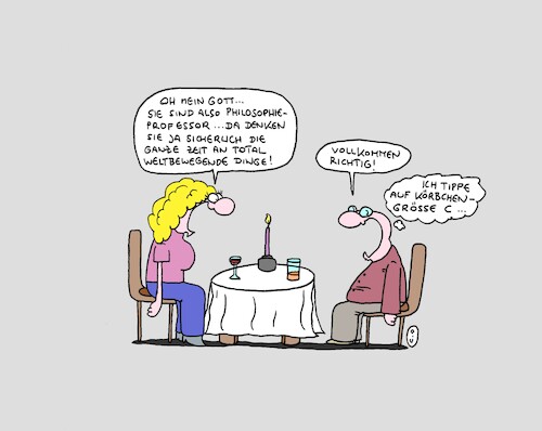 Cartoon: C (medium) by CartoonMadness tagged philosophie,dating,candlelight,körbchengröße