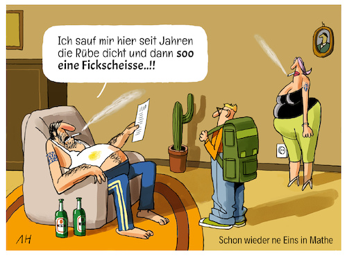 Cartoon: eins in mathe (medium) by anton heurung tagged math2022