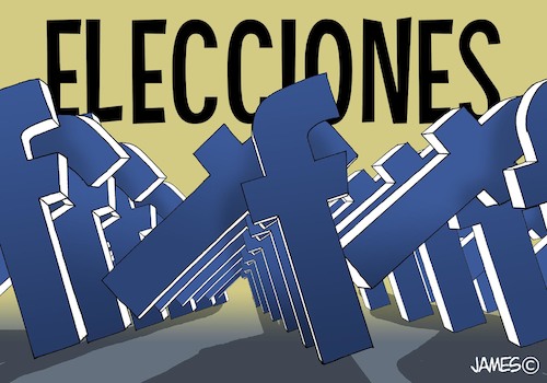 Cartoon: A la Guerra (medium) by JAMEScartoons tagged facebook,elecciones,fake,news
