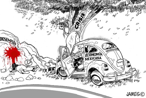 Cartoon: encontronazo (medium) by JAMEScartoons tagged choque,crisis,economia,desempleo,james,cartonista,jaime,mercado
