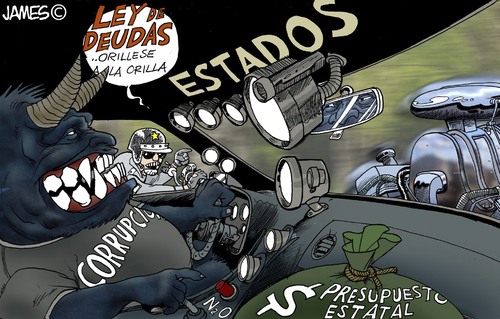 Cartoon: IMPARABLE (medium) by JAMEScartoons tagged carro,turbo,corrupcion,deuda,policia,james,cartonista,jaime,mercado