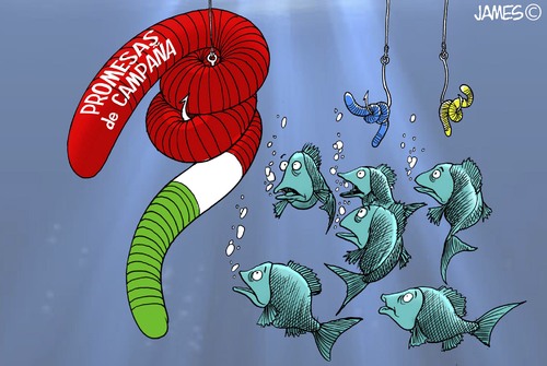 Cartoon: La carnada si importa (medium) by JAMEScartoons tagged elecciones,votaciones,politicos,candidatos,partidos,james,cartonista,jaime,mercado