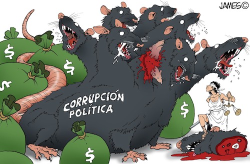 Cartoon: La Hydra (medium) by JAMEScartoons tagged hydra,justicia,rata