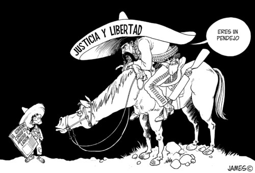 Cartoon: que diria zapata (medium) by JAMEScartoons tagged zapata,revolucion,mexico,pobre,james