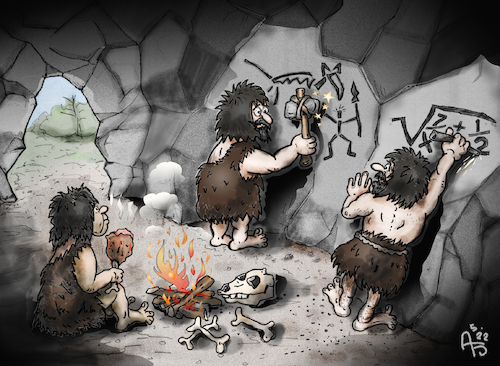 Cartoon: Cave math (medium) by Back tagged math2022