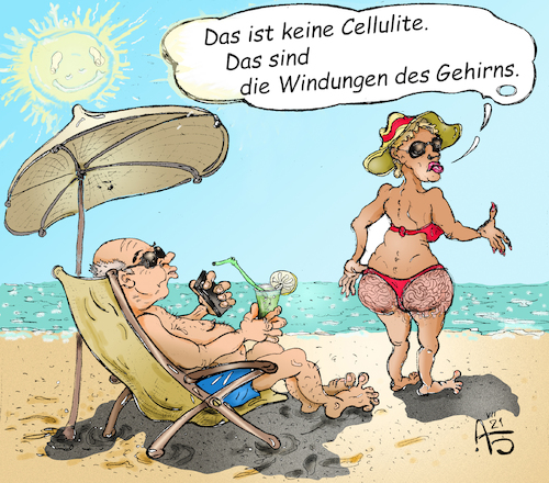 Cartoon: Cellulite (medium) by Back tagged bräunen,strand,cellulite,schönheitörper,sommer