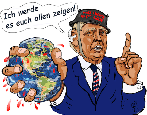 Cartoon: Das ist eine Drohung (medium) by Back tagged trump,usa,zölle,politik