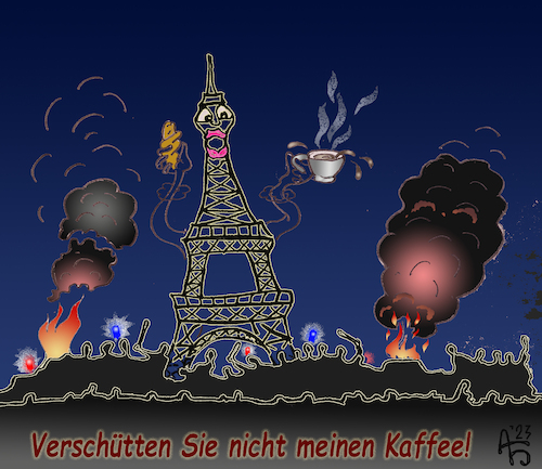 Cartoon: Heiß (medium) by Back tagged frankreich,störung,wirren,krawall,unruhen