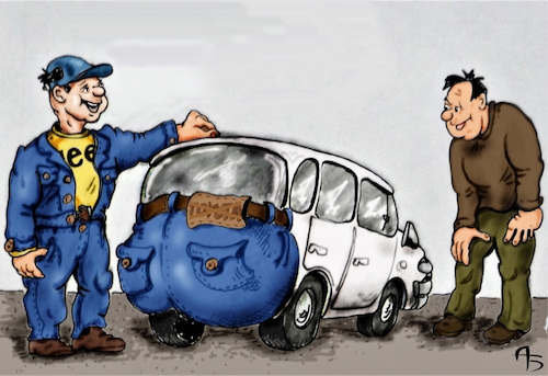 Cartoon: Jeans-Auto (medium) by Back tagged jeans,auto,cartoon,witz,karikatur