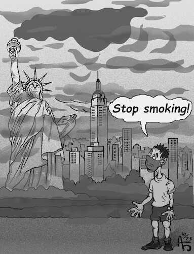 Cartoon: Jogging abgebrochen (medium) by Back tagged jogging,ny,usa,smog,ökologie