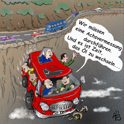 Cartoon: Neue Wendung (medium) by Back tagged wagen,auto,route,bahn,weg,pfad