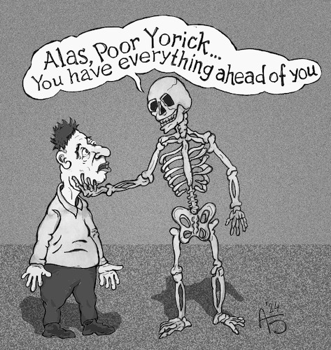Cartoon: Shakespeare (medium) by Back tagged shakespeare,hamlet,blackhumor,life,future,prospect