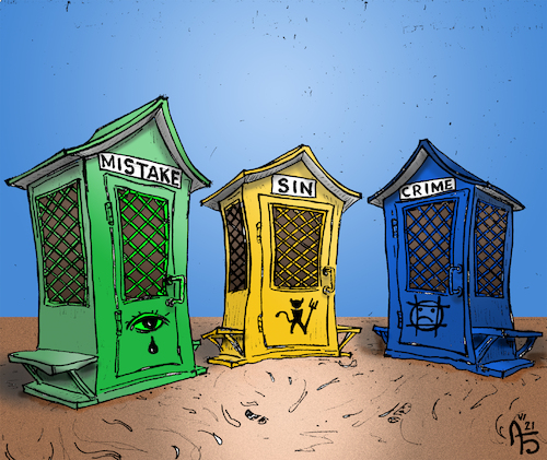 Cartoon: Sins sorting (medium) by Back tagged sins,confession,absolution,religion,church