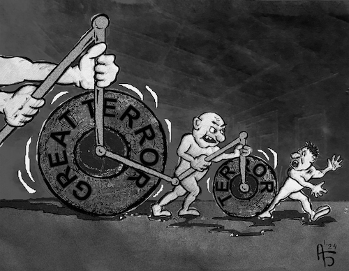Cartoon: Terrormaschine (medium) by Back tagged terror,bestrafung,punishment
