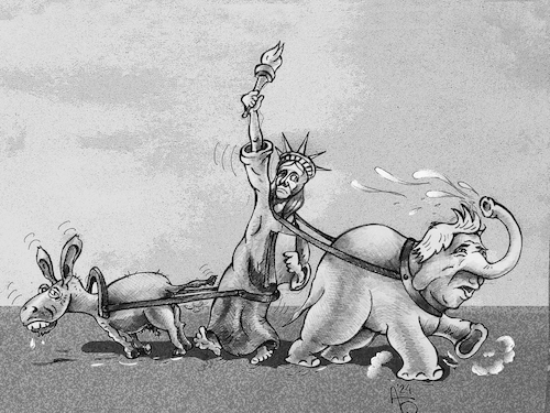 Cartoon: Tug of War (medium) by Back tagged politik,policy,trump,biden,elections,wahlen,usa,amerika