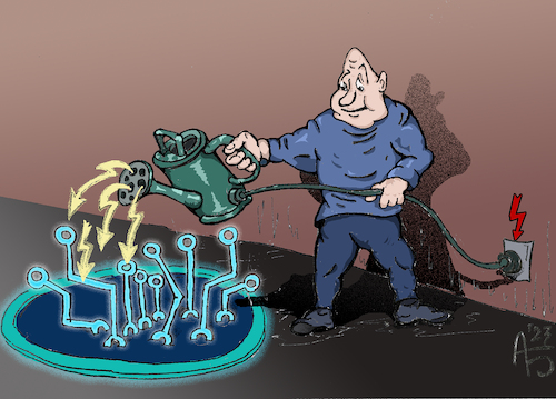 Cartoon: Züchter (medium) by Back tagged cartoon,karikatur,auswahl,garten,science,technology,research,mechanics,computer,it,digital,hobby,home,electronics