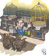 Cartoon: Pet Shop (small) by Back tagged wahl,anwahl,auswahl,auslese,alternative,angebot,choice,freedom,liberty,latitude,play,disengagement,unrestraint,petshop,tierhandlung,freiheit,ungebundenheit,zelle,käfig,kästchen