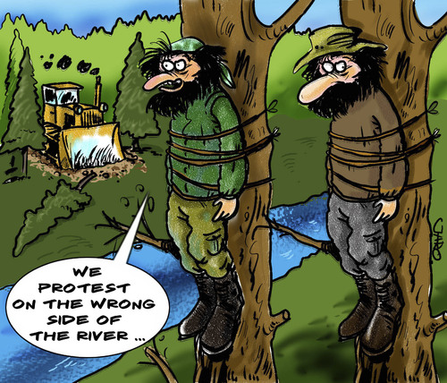 Cartoon: Environmentalists (medium) by JARO tagged environmentalists,protest,greenpeace