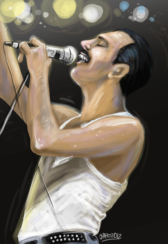 Cartoon: Freddie Mercury (medium) by JARO tagged singer,queen,freddie,mercury